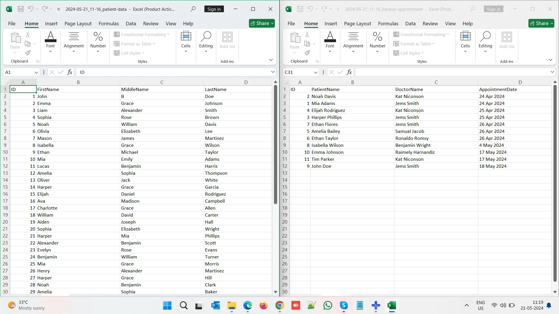 Data export in CSV